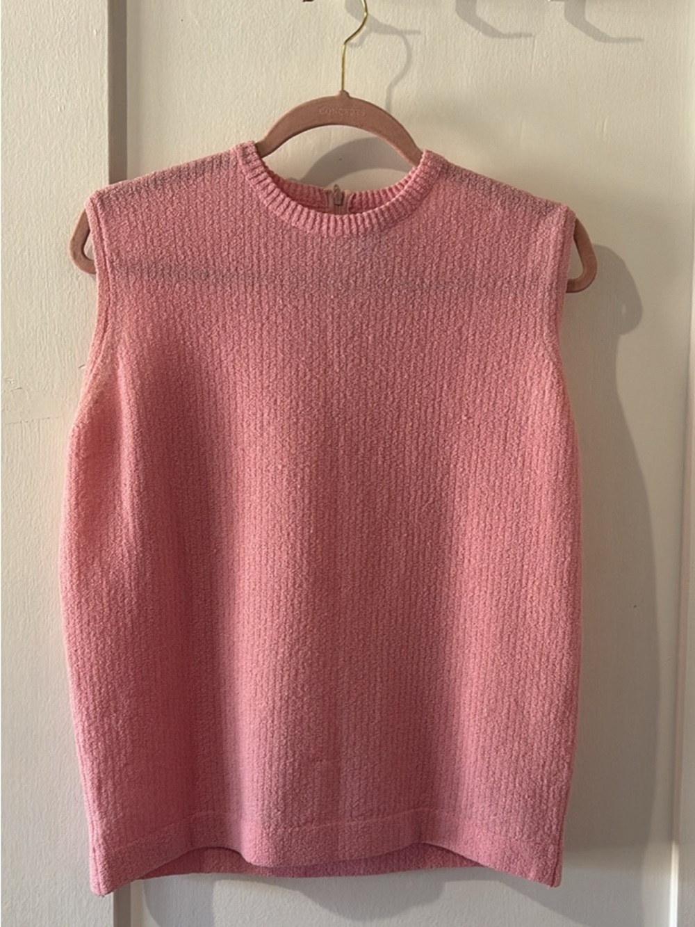 Vintage Sleeveless Knit Shell in Rose Pink